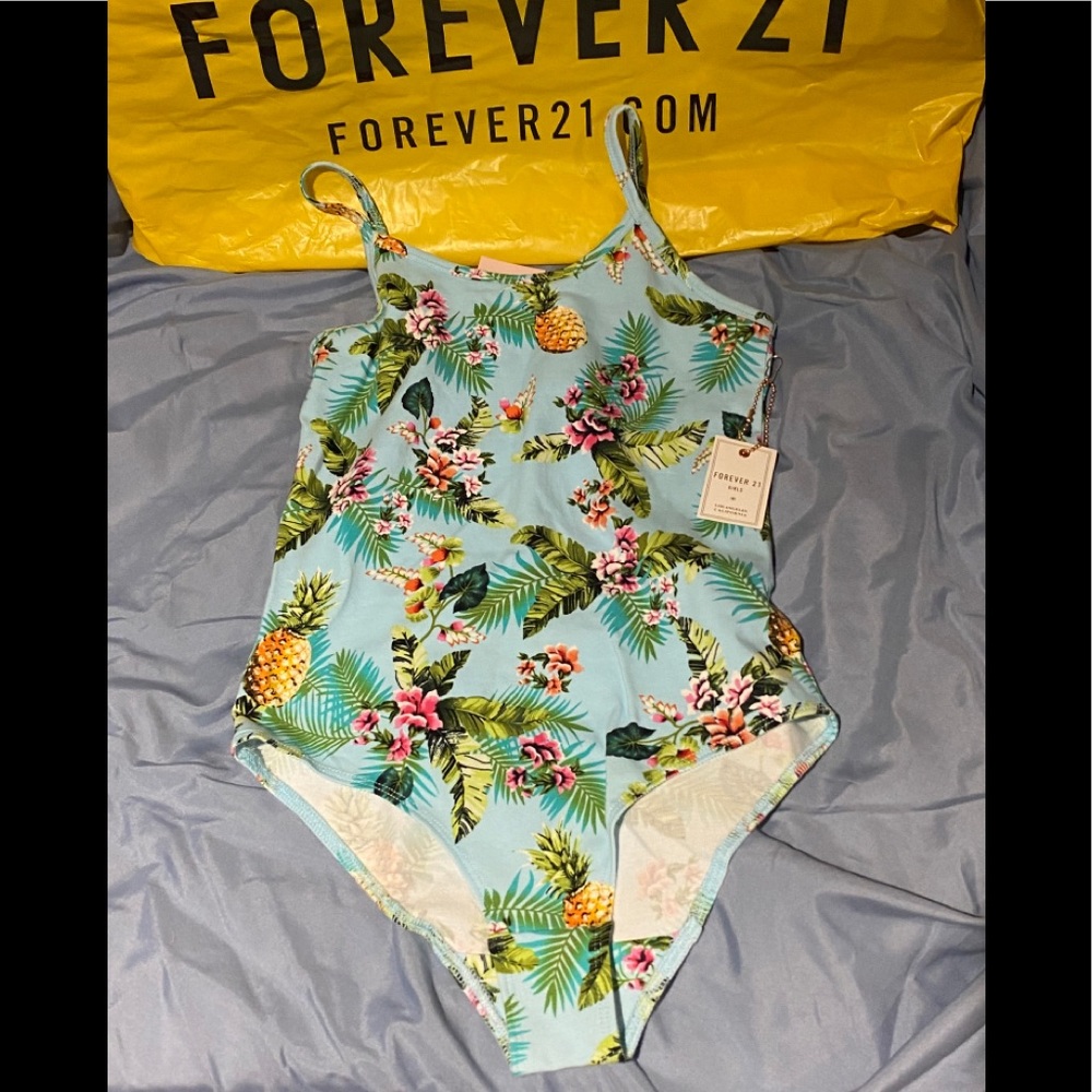 Forever 21 Girls One Piece Tropical Bathing Suit